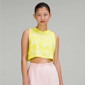 LULULEMON All Yours Cropped Cotton Tank Tie Dye Marmoleado Highlight Yellow 6